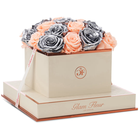 Montagé Square Peach and Metallic Silver