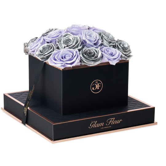 Noir Square Metallic Silver and Glow Lavender