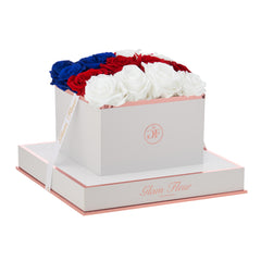 Blanche Square Flag Preserved Roses