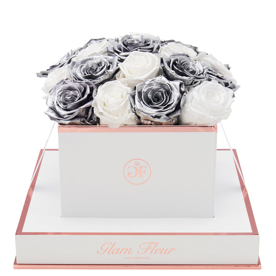 Blanche Square Metallic Silver and Glow White