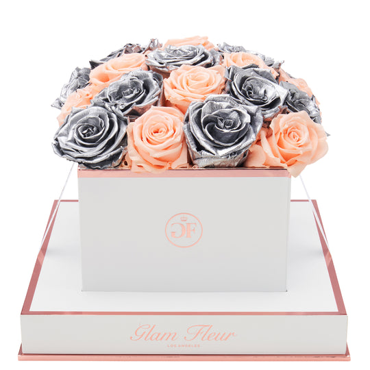 Blanche Square Peach and Metallic Silver