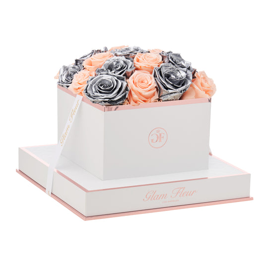 Blanche Square Peach and Metallic Silver