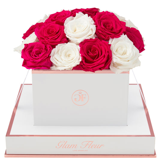 Blanche Square White and Fuchsia