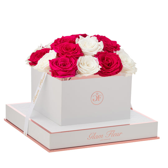 Blanche Square White and Fuchsia