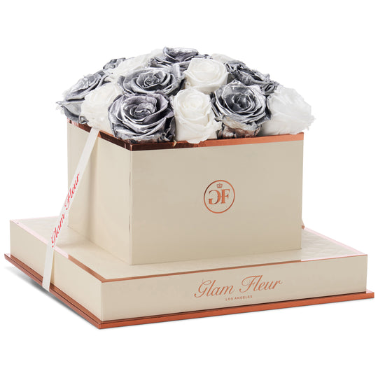 Montagé Square Metallic Silver and Glow White