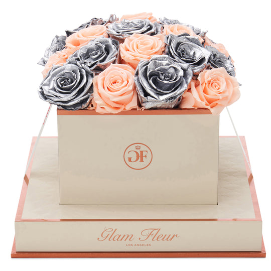 Montagé Square Peach and Metallic Silver
