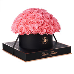 Noir Grande Round Light Pink Preserved Roses