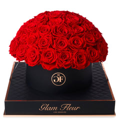 Noir Grande Round Light Red Preserved Roses