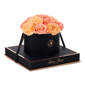 Noir Round Van Gogh Peach and Coral Preserved Roses