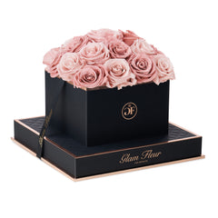 Noir Square Classic Pink and Blush Preserved Roses