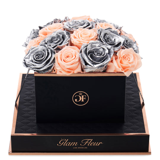 Noir Square Peach and Metallic Silver