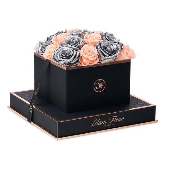 Noir Square Peach and Metallic Silver