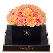Noir Square Van Gogh Peach and Coral Preserved Roses