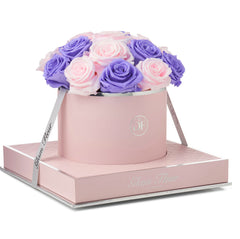 Rosé Round Violet and Baby Pink Preserved Roses