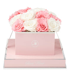 Rosé Square Light Pink and Ivory Preserved Roses