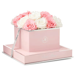 Rosé Square Light Pink and Ivory Preserved Roses