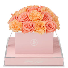 Rosé Square Van Gogh Peach and Coral Preserved Roses